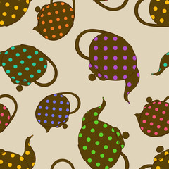 Seamless pattern of teapots