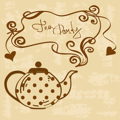 Tea party invitation with teapot