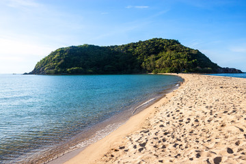 Mae Haad beach and Koh Ma islet on Koh Phangan island, Thailand