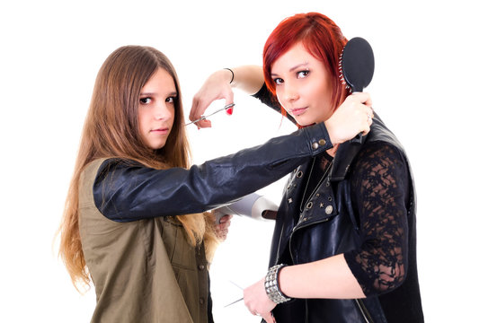 Teen hairdressers concept