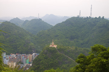 Panorama of hills at Cat Ba island in Vietnam