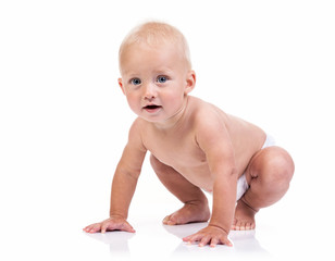 Cute baby boy over white background