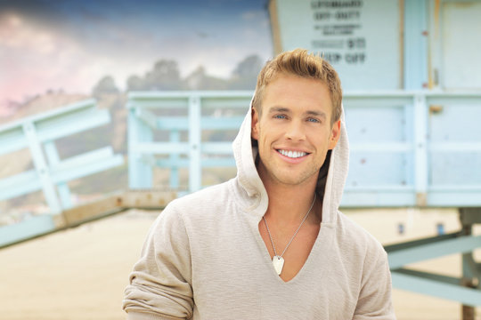 Smiling Man At Beach