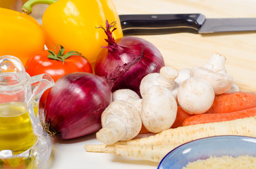 Fresh vegetables and olive oil