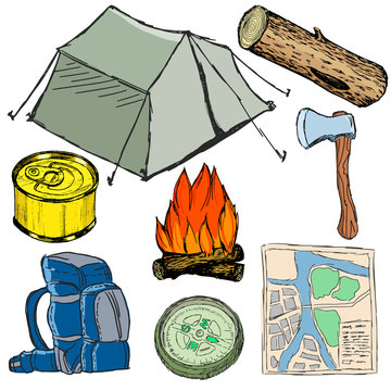 set of camp objects