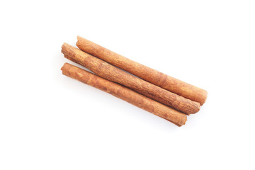 Cinnamon sticks on white background