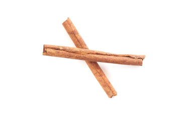 Cinnamon sticks on white background