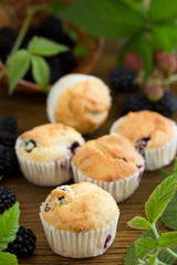 Muffins with blackberries.