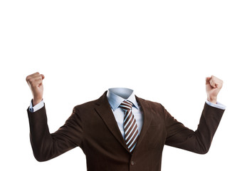 Business man without a head isolated on white background