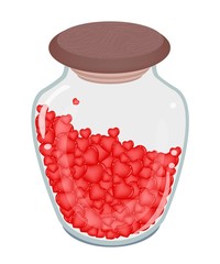 Lovely Little Hearts in A Glass Jar