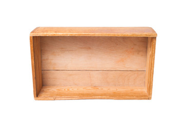 blank old wooden box isolated on white