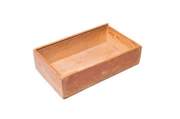 blank old wooden box isolated on white