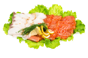 Sliced trout and sturgeon