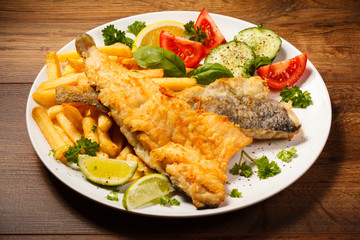 Fish dish - fried fish fillet and vegetables