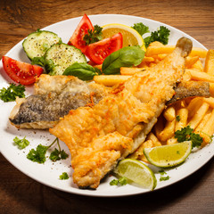 Fish dish - fried fish fillet and vegetables