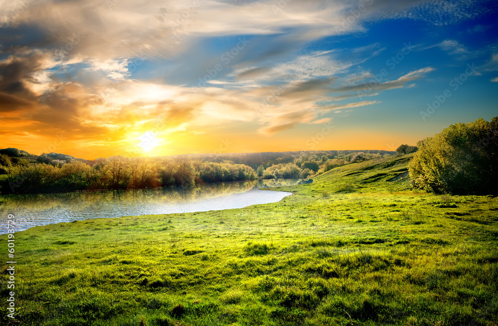 Canvas Prints landscape with the rive