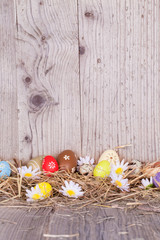 Easter eggs on wood