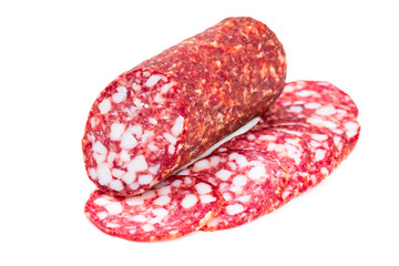 Sausage salami with thin slices