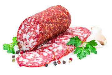salami isolated on white background