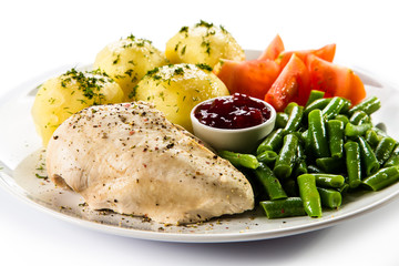 Roasted chicken fillet and vegetables