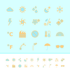 Weather color icons on blue background