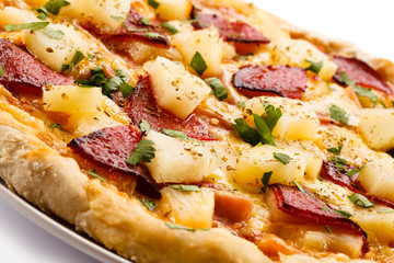 Pizza on white background