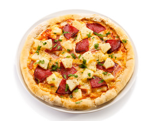 Pizza on white background