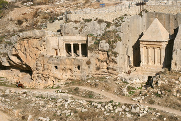 Ancient tomb and cemetery in Jerusalem, Israel.