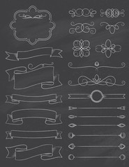 Vintage Calligraphy Chalkboard Design Elements Three