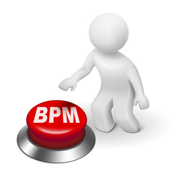 3d man with bpm business process management button