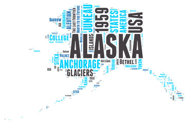 Fototapeta na wymiar Alaska USA state map tag cloud