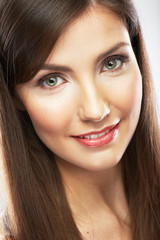Obraz premium Woman face close up portrait. Beautiful young model
