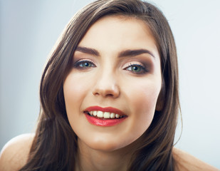 Obraz premium Girl face close up. Beauty young woman isolated portrait.