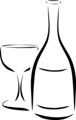 bottle and wineglass