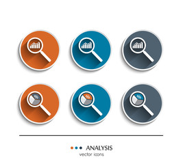 Set of analysis icons. Vector.