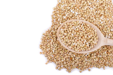 buckwheat in spoon isolated on white background