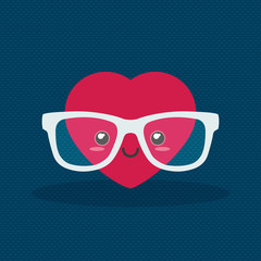 Nerdy heart with glasses on dark background