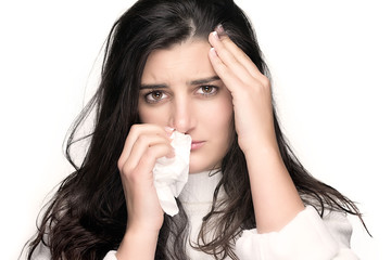 Beauty Sick Young Woman with Flu or Allergy