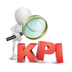 3d person with a magnifying glass and KPI