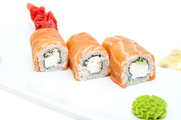 Japanese sushi seafood on a white background