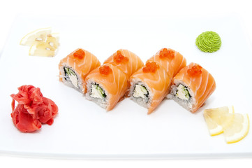 Japanese sushi seafood on a white background