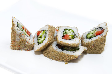 Japanese sushi seafood on a white background