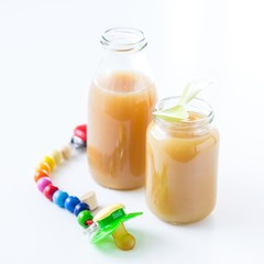 Baby apple puree and pear juice