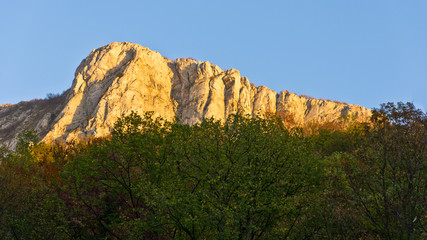 Vertical cliffs of a Miroc mountain at Djerdap National park