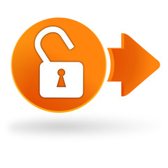 cadenas ouvert sur symbole web orange