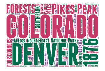 Colorado USA state map tag cloud