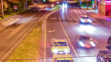 Road at night time lapse