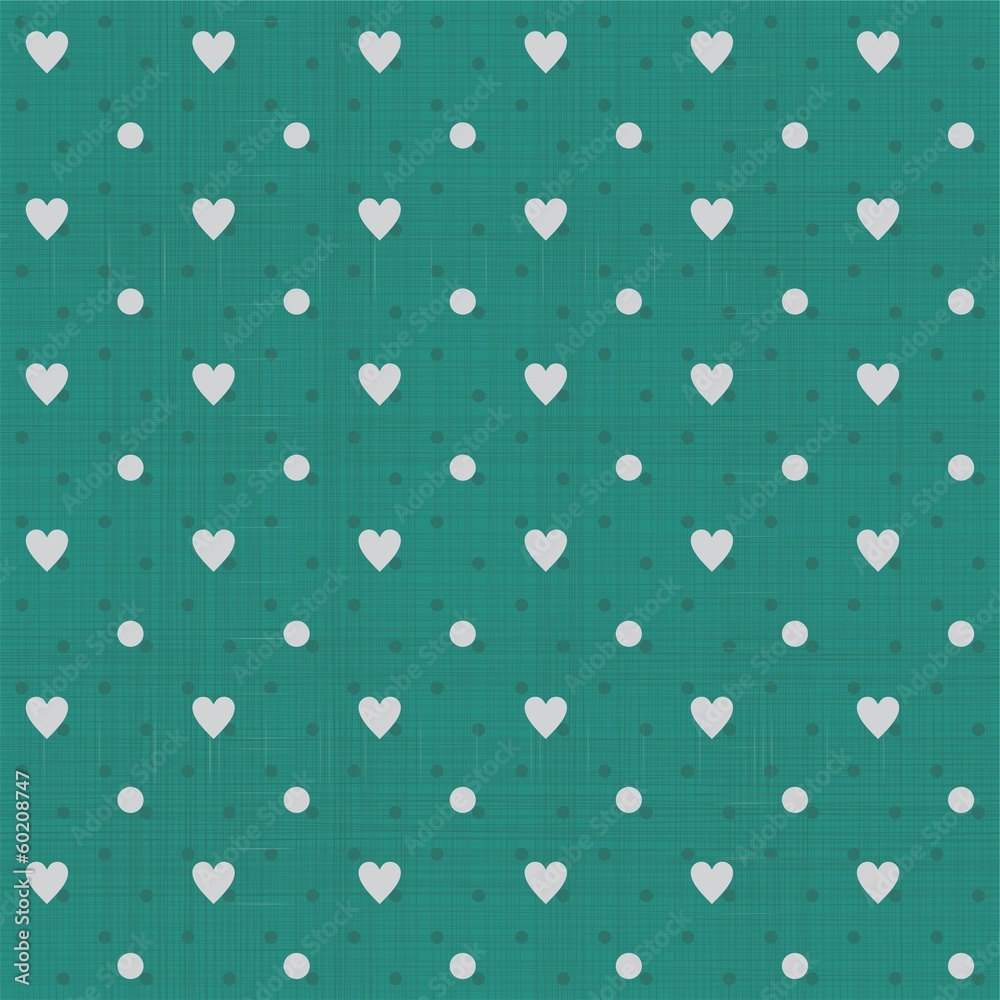 Poster seamless hearts polka dot pattern with retro texture