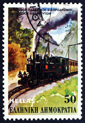 Obraz premium Postage stamp Greece 1984 Calavryta Cogwheel Railway