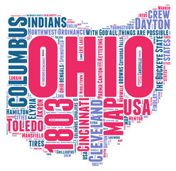 Ohio USA state map tag cloud